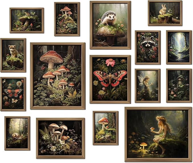 ANERZA 16 PCS Dark Cottagecore Wall Art Decor, Cottage Core Gallery Wall Prints by ANERZA