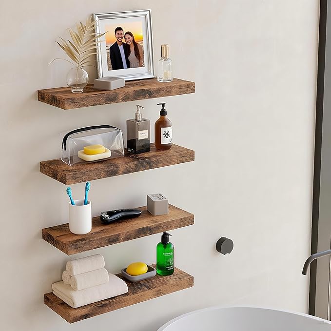 Vervida® Rustic Brown Floating Shelves - Image 2