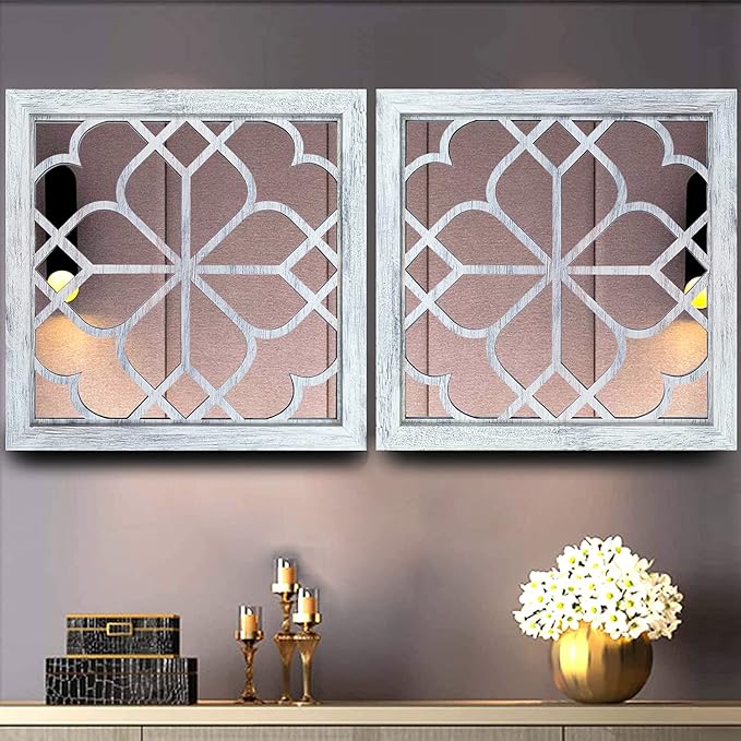 Wocred 2 PCS Square Wall Mirror, Gorgeous Rustic Farmhouse Accent Mirror - Image 6