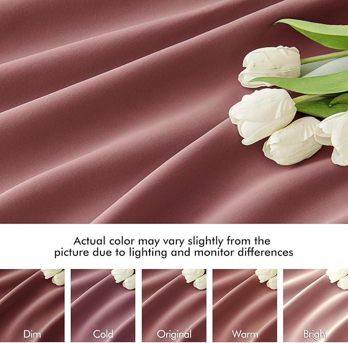 MIULEE Dusty Rose Back Tab Blackout Curtains 90 Inches Long 2 Panels Set - Image 8