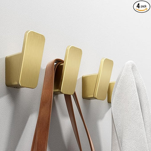 4-Pack Brushed Gold Towel Hook for Bathroom, Robe Coat Hook, Heavy Duty Wall by RIVAMBER