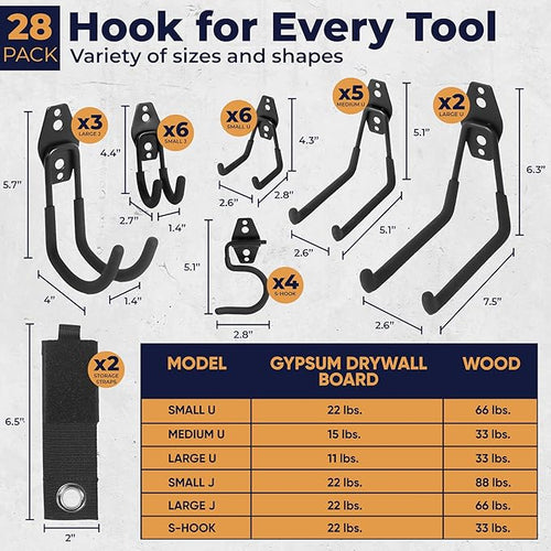 28 Pack Steel Heavy Duty Garage Hooks Storage Hooks - Image 2