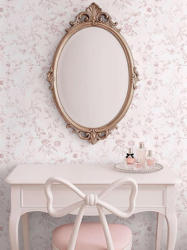 Ismoon Floral Peel and Stick Wallpaper Pink Stick on Wall Paper Vintage French - Image 4