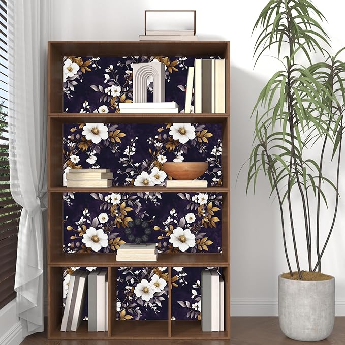 Vintage Floral Wallpaper Peel and Stick Purple White Flowers Contact Paper - Image 5