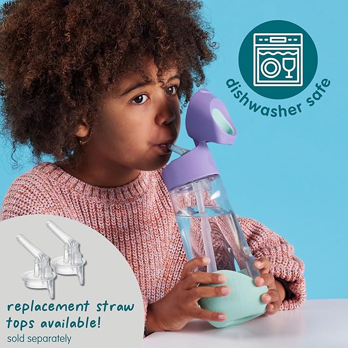 b.box 15oz Tritan Straw Bottle: Kids Water Bottle for Toddlers+. Spill Proof, Leak Proof, BPA Free. Great for School Sippy Cups (Strawberry Shake, 15 oz)