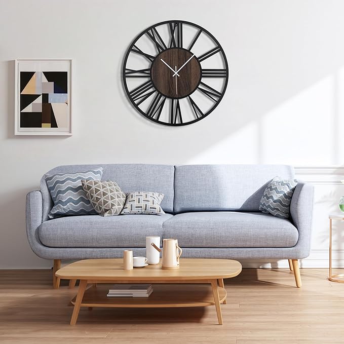 Large Wall Clock for Living Room Decor, 24 Inch Non Ticking Silent, Battery - Image 5