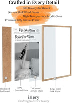 iHery Dolce Far Niente Framed Trendy NewsPaper Wall Art, Natural OAK Wood - Image 4