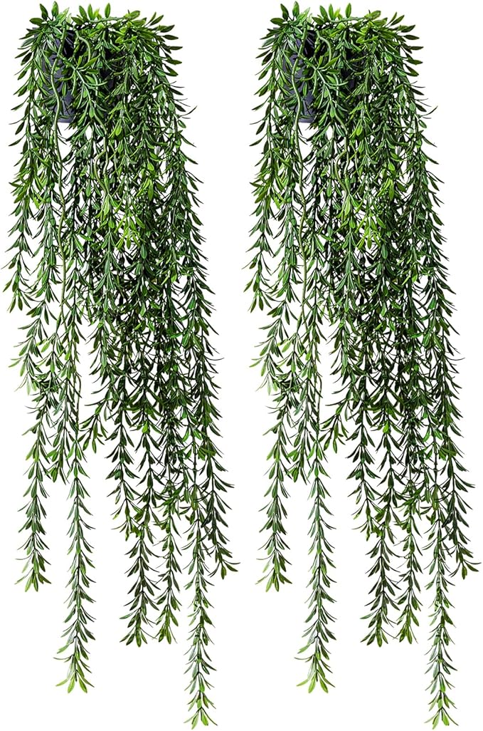 Artificial Hanging Plant 2 Pcs Faux Plant Ivy Vine Faux Eucalyptus Vines Fake - Image 7