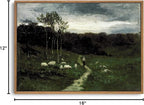 OIQArtOIQ Framed Vintage Landscape Wall Art Shepherd Natural Scenery Oil - Image 8
