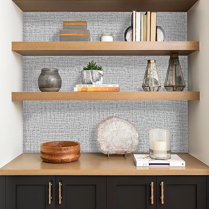 Grey Wallpaper Grasscloth Peel and Stick Wallpaper 17.7inchx196.8inch Textured - Image 4