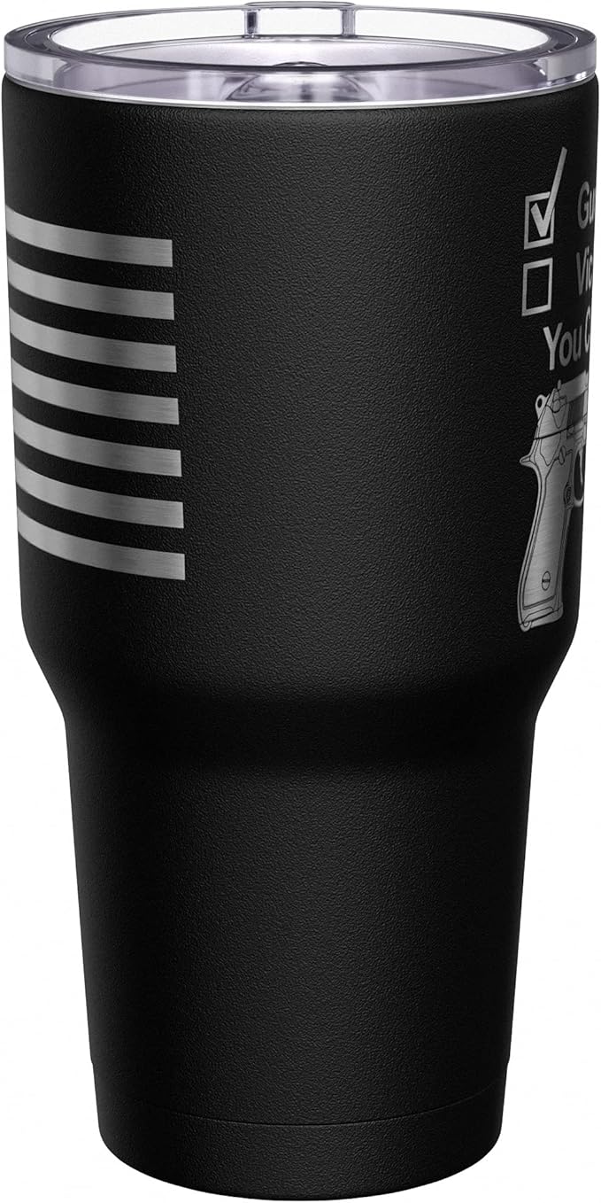 We The People Holsters - Gun Owner Or Victim - You Choose - Coffee Tumbler - American Flag Coffee Travel Mug - Engraved Tumbler - Double Insulated Tumbler - 30 oz