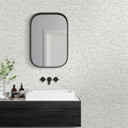 Grey Grasscloth Peel and Stick Wallpaper, Vintage Textured Contact Paper 15.75" - Image 5