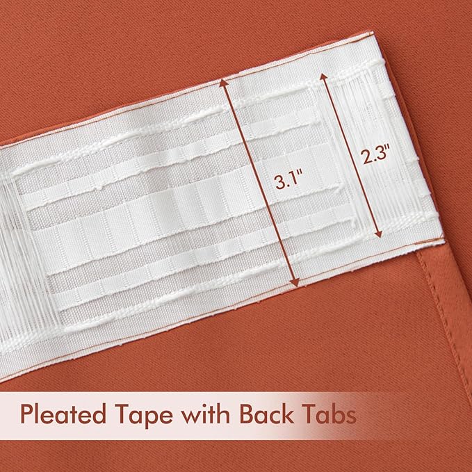 MIULEE Back Tab Burnt Orange Blackout Curtains 84 Inch Length 2 Panels Set - Image 4