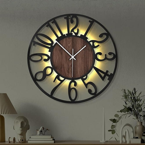 20'' Silent Wall Clock with Night Light, Glow in The Dark Decorative Wall Clock by Casaformia