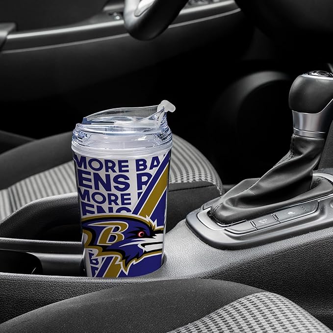NFL Football 24oz Acrylic Tumbler with Hinged Lid, Officially Licensed Double Wall Tumbler for NFL Fans