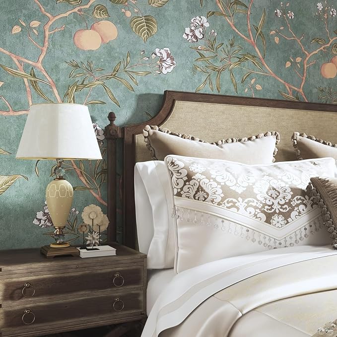 Laatse Green Floral Wallpaper Peel and Stick Bird Wallpaper 17.5" x 196.8" - Image 3