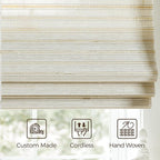 TWOPAGES Woven Bamboo Cordless Roman Shades, Custom No Drill or Motorized Blinds - Image 6