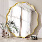 Round Wavy Mirror, 24 Inch Metal Frame Circle Mirror, Round Wall Mounted - Image 5