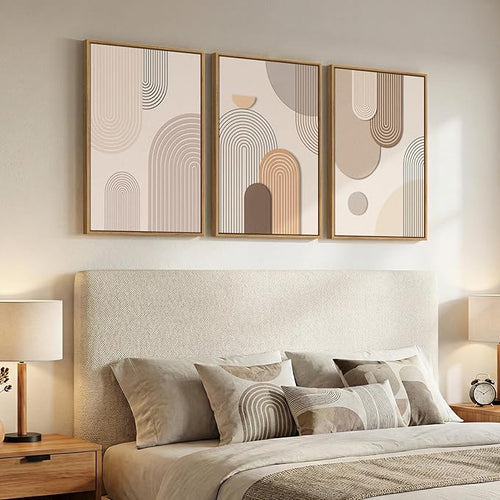 3 Piece Framed Neutral Boho Wall Art - Image 2