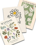 Abstract Matisse Wall Art Decor, Unframed Flower Market Print Posters Set of 3 by HesenDot