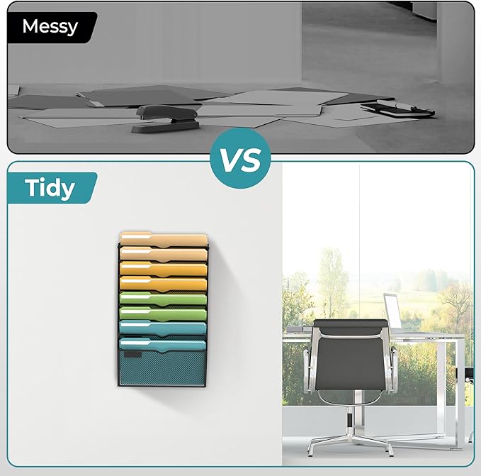 SUPEASY 8 Tier Wall File Organizer, Hanging Wall Mounted Mail Organizer - Image 5