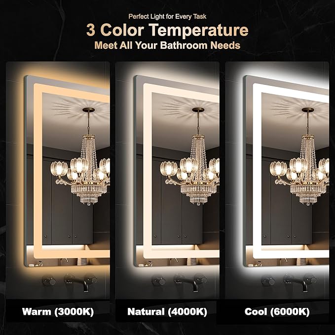 Delma LED Bathroom Mirror with Lights, 30x55 Vanity Mirror - Image 4