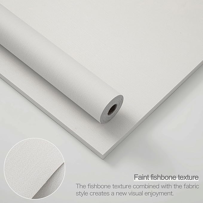 24"x393" White Grasscloth Peel and Stick Fabric Textured Contact Paper Linen - Image 3