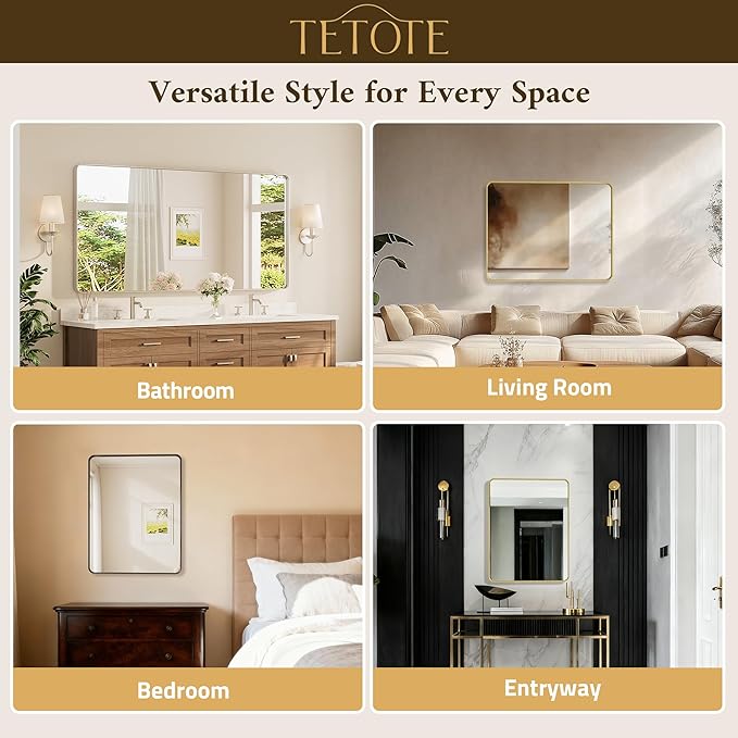 TETOTE Brushed Nickel Bathroom Mirror 48 x 30 Inch - Image 6