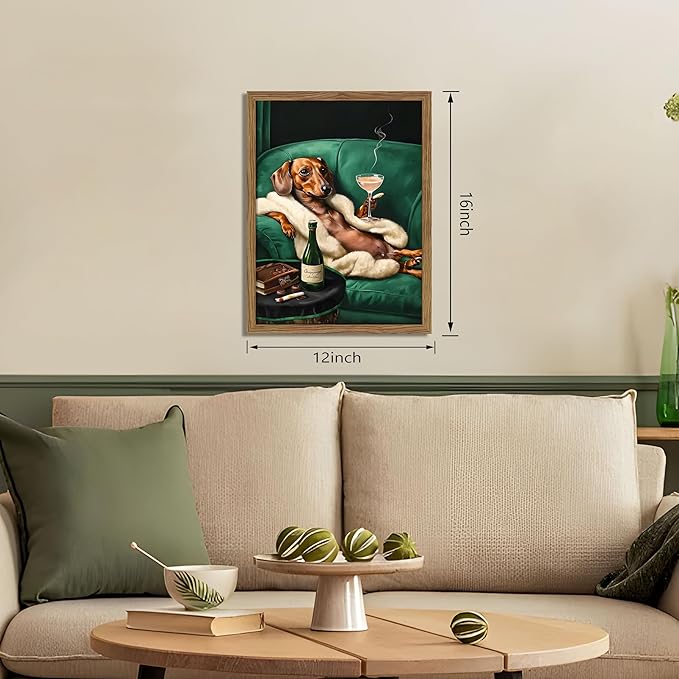 Framed Funny Dachshund Wall Art, Playful Dog Canvas Print - Image 3