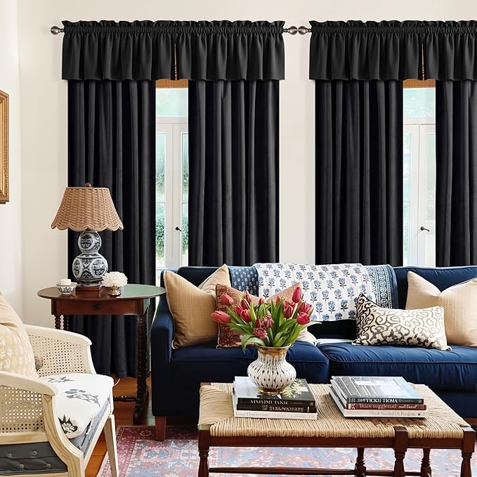 NICETOWN Black Velvet Valance Curtains - Image 4