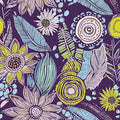 Purple Boho Wallpaper Peel and Stick, Vintage Yellow Floral Contact Paper by Laatse