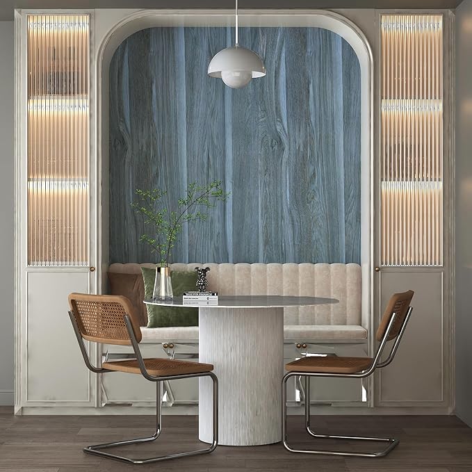 BOMENG Large Blue Wood Grain Contact Paper Peel Stick Waterproof Oak Wood Look - Image 9