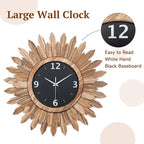 Honiway 14 Inch Wall Clock, Rustic Wood Boho Sunburst Decorative Wall Clocks - Image 7