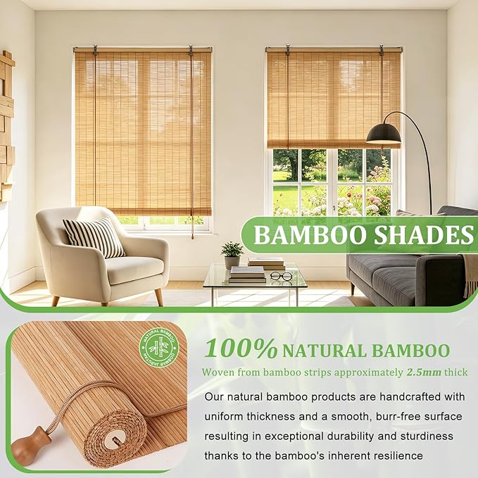 Bamboo Blinds 42x72 inch Bamboo Roman Shades - Image 3