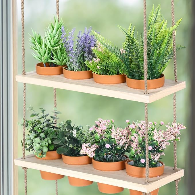 FillTouch 4 Tiered Window Plant Shelves Hanging Herb Planter Indoor Display - Image 3