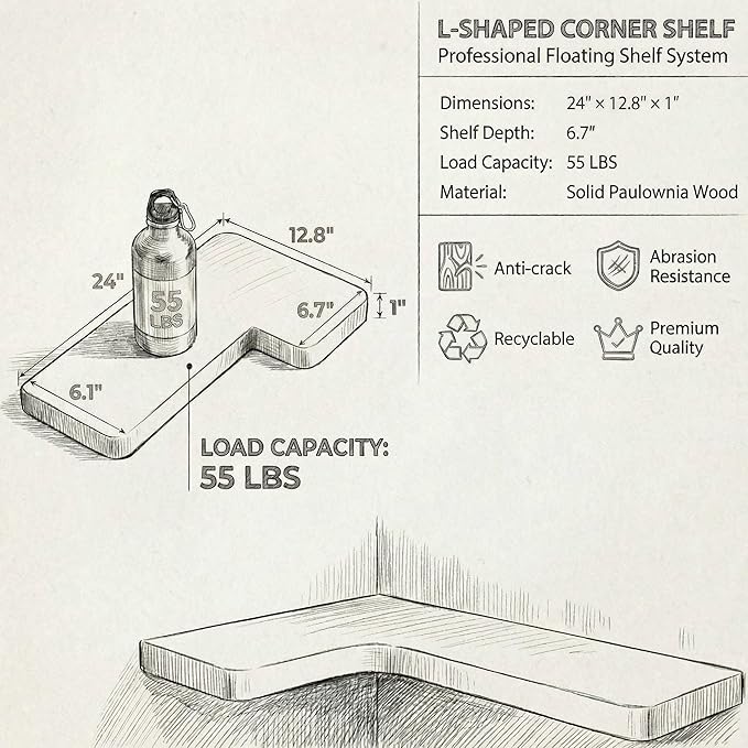 16 Inch Solid Wood Floating Corner Shelves 3 Pack - Image 3