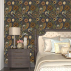 Boho Wallpaper Peel and Stick, Vintage Blue Yellow Floral Contact Paper 17.5" x - Image 7