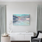 Goldfoilart Beach Abstract Wall Art Teal Green and Gold Decor Ocean Canvas - Image 3