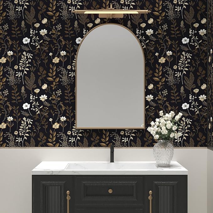 Vintage Adhesive Shelf Liner Contact Paper, 17.5" x 78" Black Floral Theme - Image 4