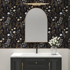 Dark Taupe Floral Peel and Stick Wallpaper, 17.5In x 197In Vintage Black Golden - Image 4