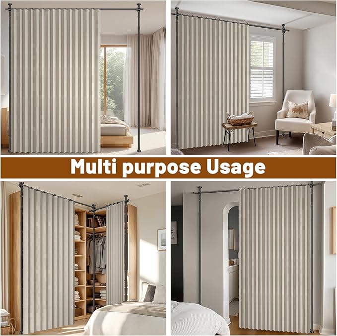 100% Blackout Room Divider Curtains Sets Cream White W100 x L96 in, 1 Panel - Image 5