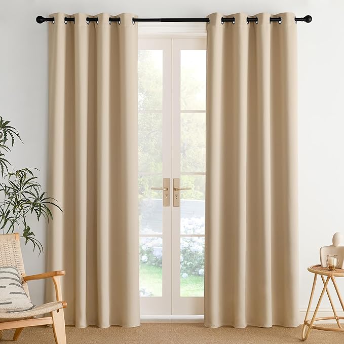 NICETOWN Room Darkening Draperies Curtains Panels, 2 Panels Biscotti Beige W52 by NICETOWN