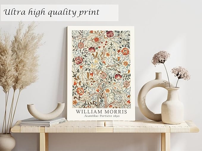 Induslyfe Framed Flower Wall Art Canvas Decor Set of 3, William Morris Framed - Image 4