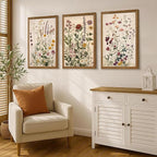 WRFON Botanical and Flower Canvas Wall Art, Framed Wildflower Wall Art Set of 3 - Image 4