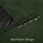 NICETOWN Olive Green Velvet Blackout Curtains 98 inch Long - Image 2