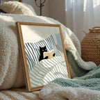 Fantasy Artists Reading Black Cat on Bed Wood Framed Wall Art, 12x16 Inches - Image 4