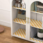 Modern Peel and Stick Wallpaper Orange and White Mosaic Checkered Contact Paper - Image 5