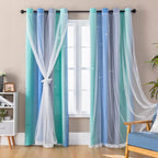 XiDi Curtains for Bedroom Decor, Rainbow BluGrenGrey-52-90 by Addsomecolortolife