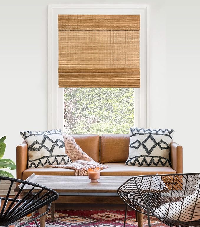LazBlinds Cordless Bamboo Roman Shades, Light Filtering Window Treatment - Image 4