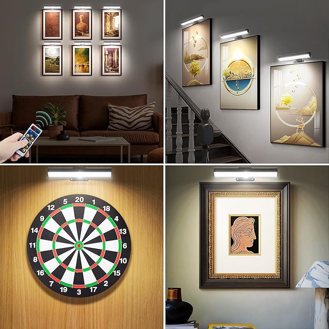 Wall Picture Lights with Remote, Dimmable Painting Light Battery Powered with 3 - Image 4